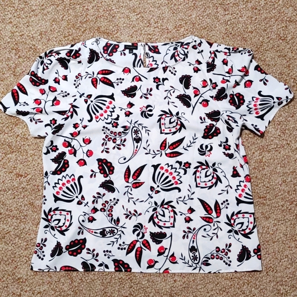 Talbots Short Sleeve Lightweight Floral Career Blouse